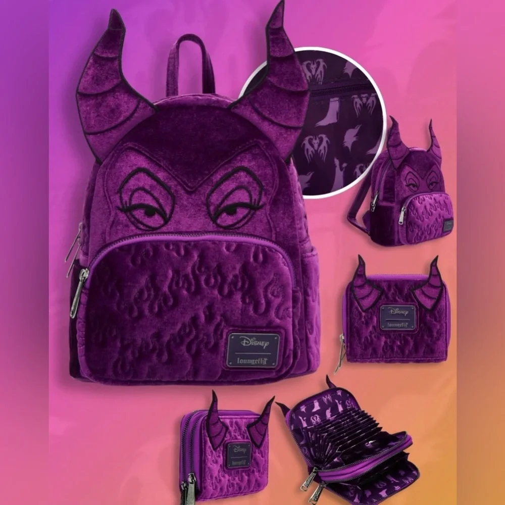 Loungefly Disney Sleeping Beauty Purple Velvet Maleficent Figural Set
